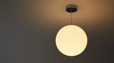 white lamp hanging on the ceiling in the dark room, stock photoの素材