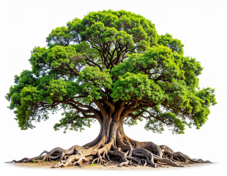 Big tree isolated on a white background. Clipping path included.の素材