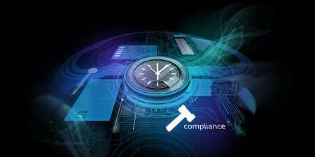 Digital illustration of  clock  in colour  background. Time management conceptの素材