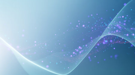abstract background with dynamic waves and particles. 3d illustration.の素材