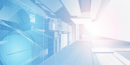 Abstract architecture background. Futuristic architecture design. 3D rendering.の素材