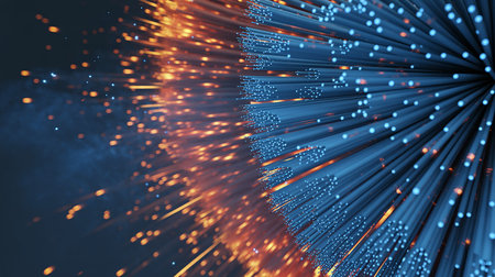 3D rendering of abstract technology fiber optic background. Computer generated image.の素材