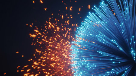Fiber optics background with lots of light spots (3d render)の素材