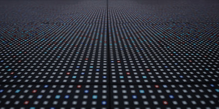 Futuristic technology background with blue and red dots. 3D renderingの素材