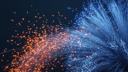 Fiber optics background with lots of light spots (3d render)の素材