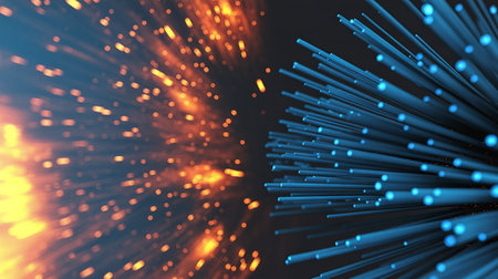 3d rendering of abstract technology fiber optic background with depth of fieldの素材