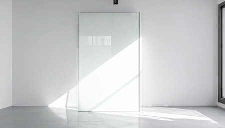 White empty room with glass door. 3d rendering, mock upの素材