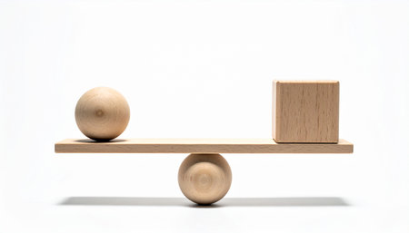 Wooden balance on white background. 3d render. Balance conceptの素材