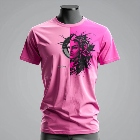 T-shirt mockup with female face on mannequin. Vector illustrationの素材