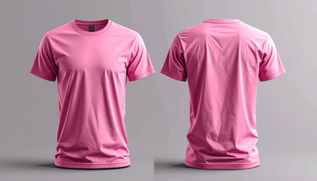 Blank pink t-shirt mockup, front and back view, 3d renderingの素材