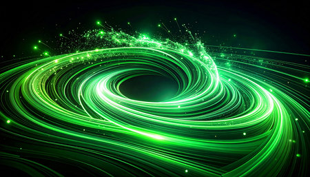 Abstract technology background with glowing lines and dots. Vector illustration for your designの素材