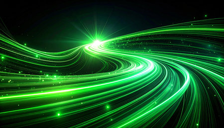 abstract green lines on a dark background, abstract background, futuristic backgroundの素材