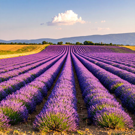 Lavender field in Provence, France. Beautiful landscape with lavender flowers.の素材