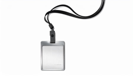 Blank badge isolated on white background. Clipping path included.の素材