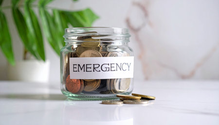 Coins in a glass jar with the word ENERGY written on itの素材