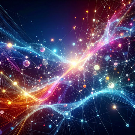 Abstract technology background with glowing lines and dots. 3d rendering.の素材