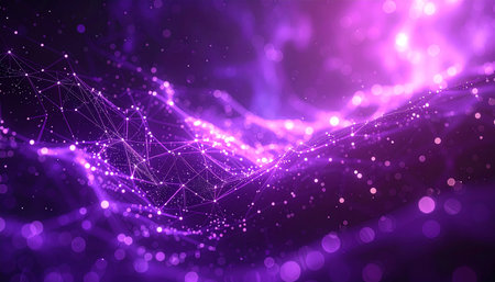 3d render of abstract technology background with glowing particles. Network conceptの素材