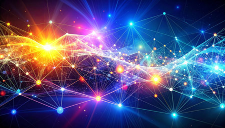 Abstract technology background with connection lines and dots. Network concept. 3D renderingの素材