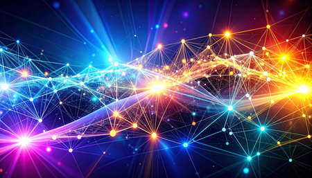 Abstract technology background with connection lines and dots. Network concept. 3D renderingの素材