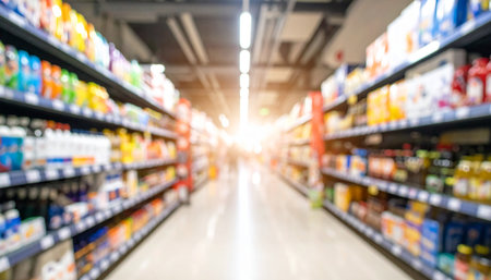 Supermarket blur background with bokeh defocused lights and shadowの素材