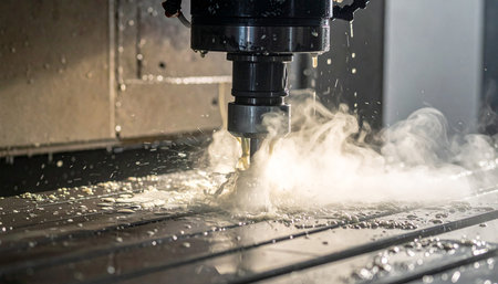 CNC milling machine cutting metal. CNC milling machine.の素材