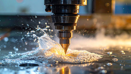 CNC milling machine cutting metal. CNC milling machine.の素材