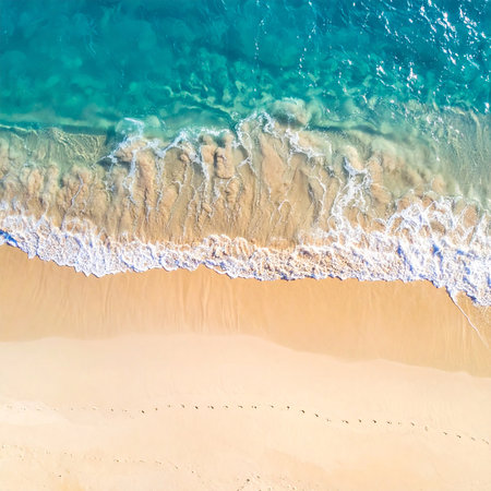 Aerial view of beautiful tropical beach and sea - Boost up color Processingの素材