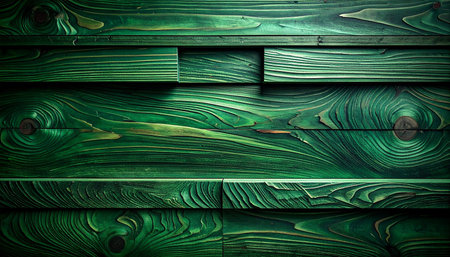 Green wooden wall background or texture for interior or exterior design and decorationの素材