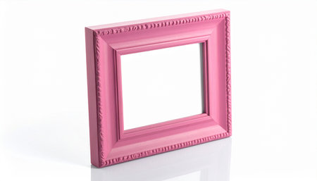 Pink picture frame isolated on white background, clipping path included for easy editingの素材