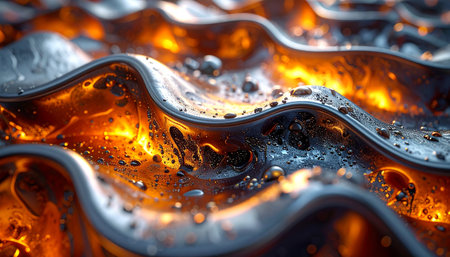 abstract background of orange and black liquid. 3d render illustrationの素材