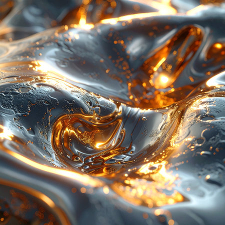 Liquid gold abstract background. 3d rendering, 3d illustration.の素材