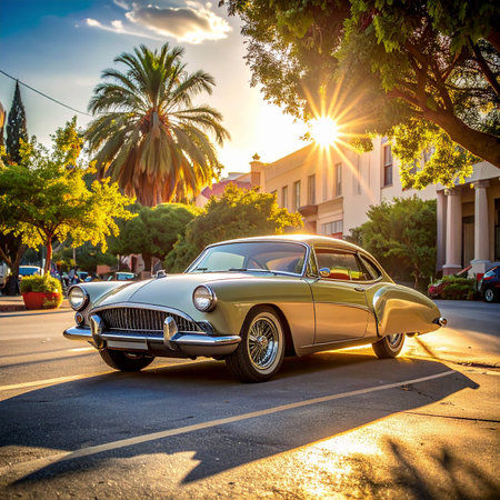 Classic American car in San Diego, California.の素材