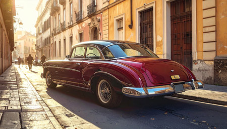 Classic car in the city center.の素材