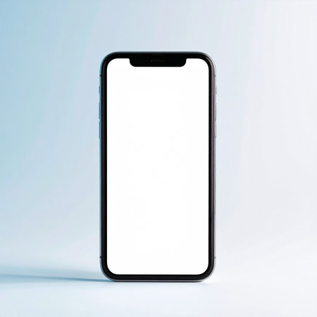 Smartphone with blank screen on white background. 3d rendering.の素材