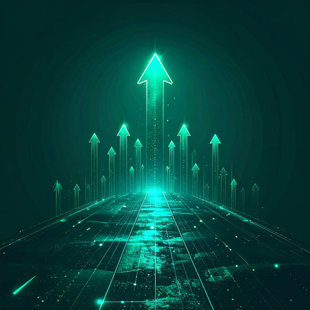 Abstract futuristic background with glowing arrows. Vector illustration. Eps 10.の素材