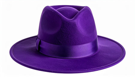 Violet hat isolated on white background. Clipping path included.の素材