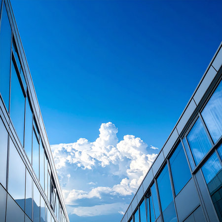 Modern office building. Architectural detail of modern office building. Business concept.の素材