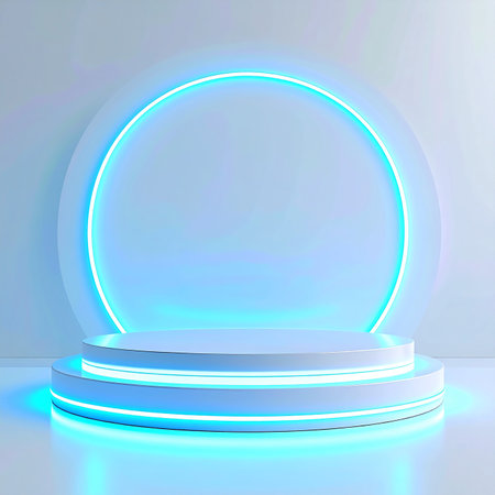 Abstract scene podium mockup. Award ceremony concept. 3d renderの素材