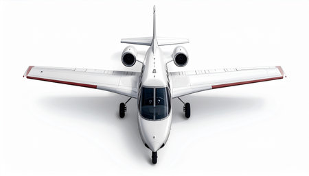 White passenger airplane on a white background. 3d render image.の素材