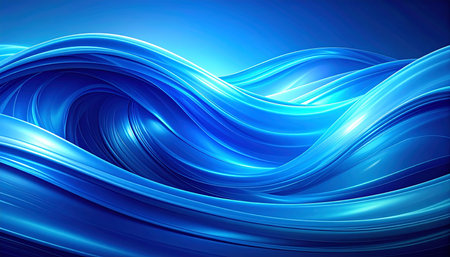 abstract blue background with smooth lines, futuristic wavy vector illustrationの素材