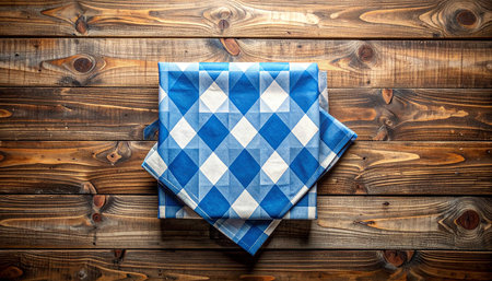 Napkins on a wooden background. Tablecloth on a wooden background.の素材