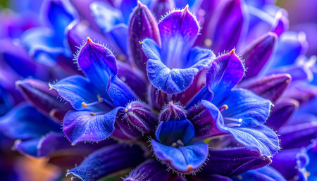 Close up of a blue flower. Macro photo of a purple flower.の素材