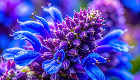 Close up of Salvia officinalis flowers in bloom, Thailand.の素材