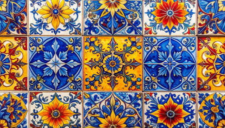 Detail of typical portuguese tiles, azulejosの素材