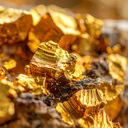 golden nuggets as a background, gold is a precious metalの素材