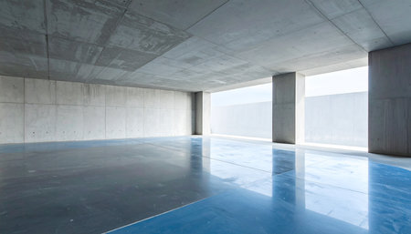 interior of modern building, empty room with concrete walls and floorの素材