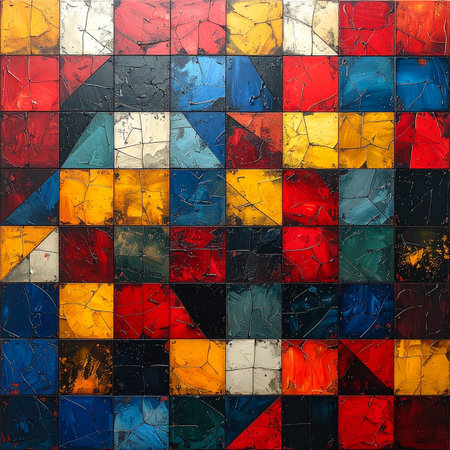 Colorful stained glass mosaic on the wall. Abstract background for design.の素材