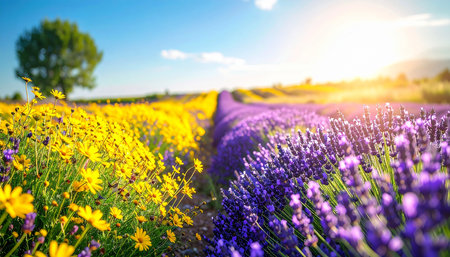 Lavender flowers field in Provence, France. Summer landscapeの素材