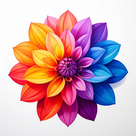 Colorful dahlia flower on white background. Vector illustration.の素材