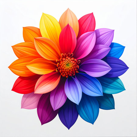Beautiful colorful dahlia flower isolated on white background. Vector illustration.の素材